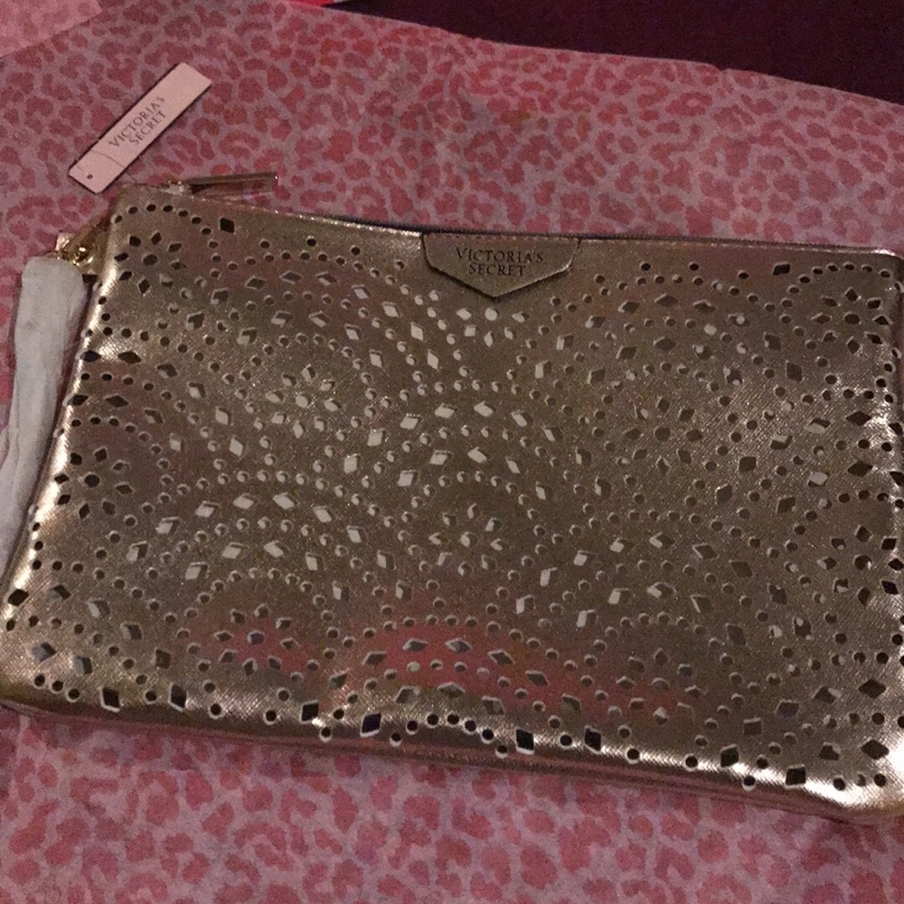 Gold color makeup purse